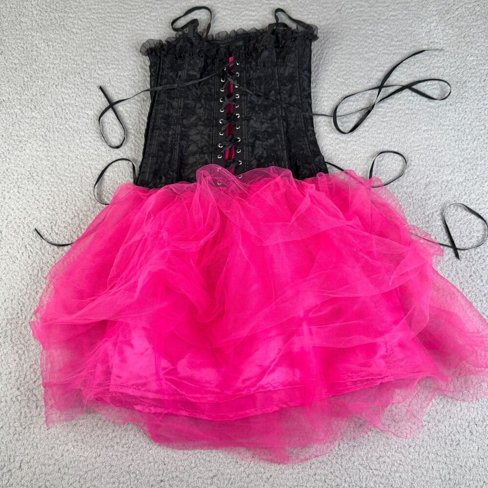VAACODOR Tulle Skirt Womens Small Black Pink Costume Cosplay Corset Outfit